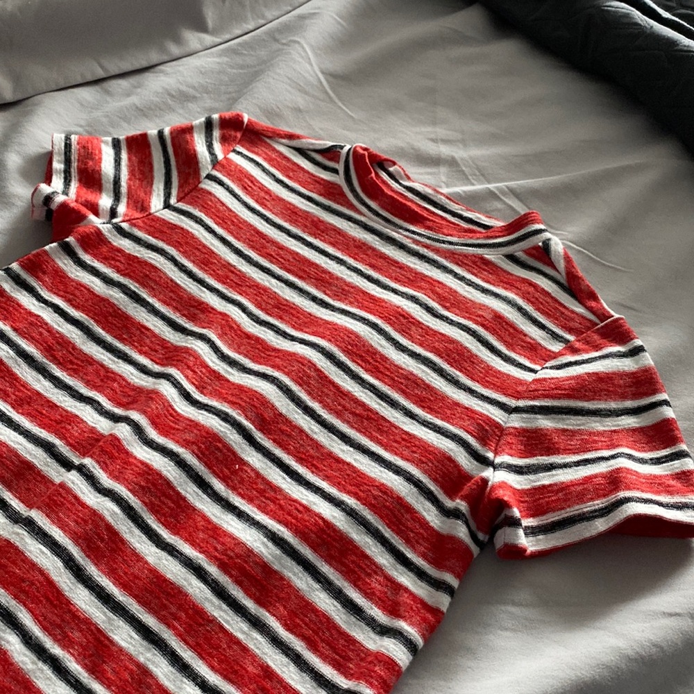 BP Red, Black, and White Striped T-shirt